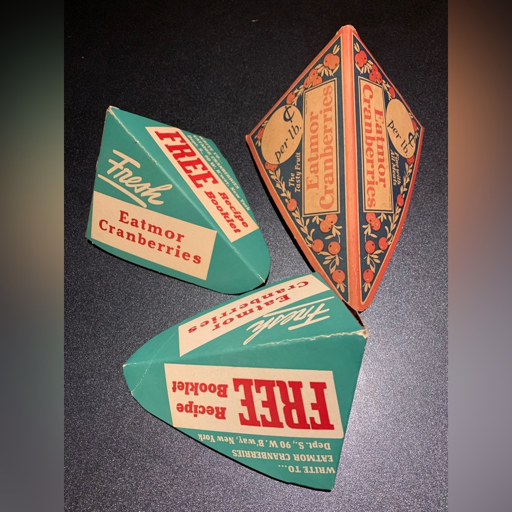 Vintage Cranberry cardboard scoops - folded or flat